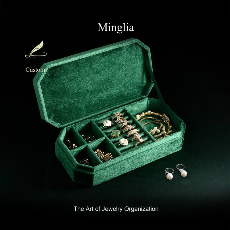 Jewelry arrangement in the open case