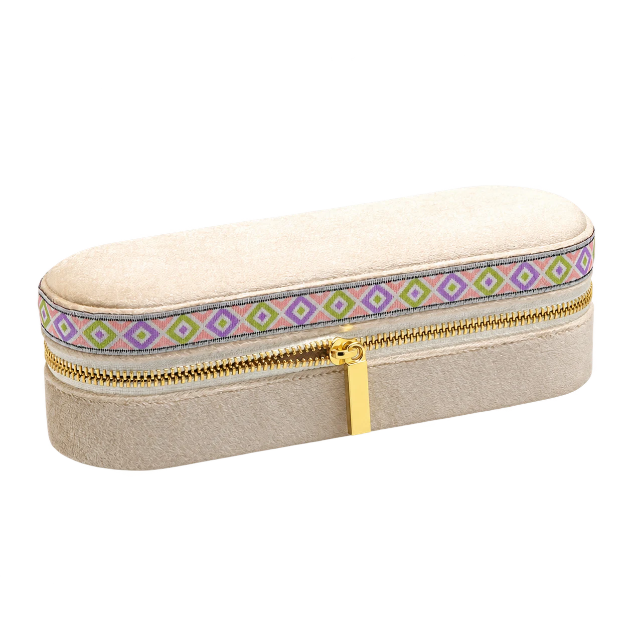 Ivory · pink geometric trim · G96