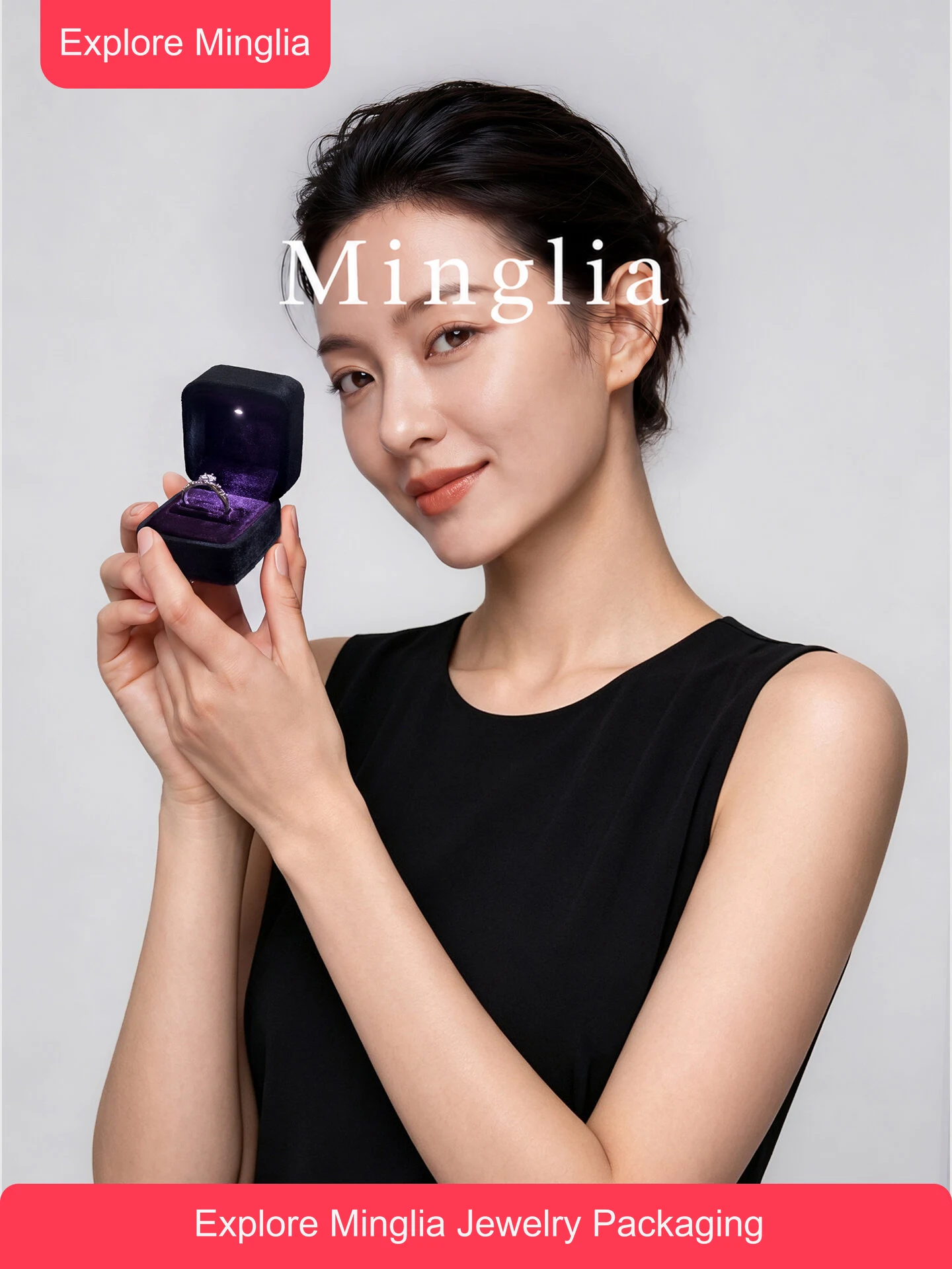 JT0031-LED Illuminated ring presentation box, shown in Purple