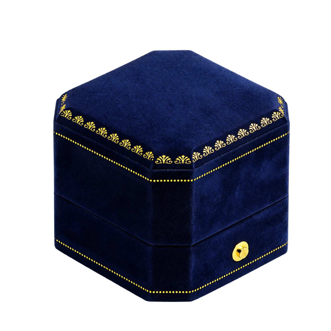 Navy blue · closed patterned lid