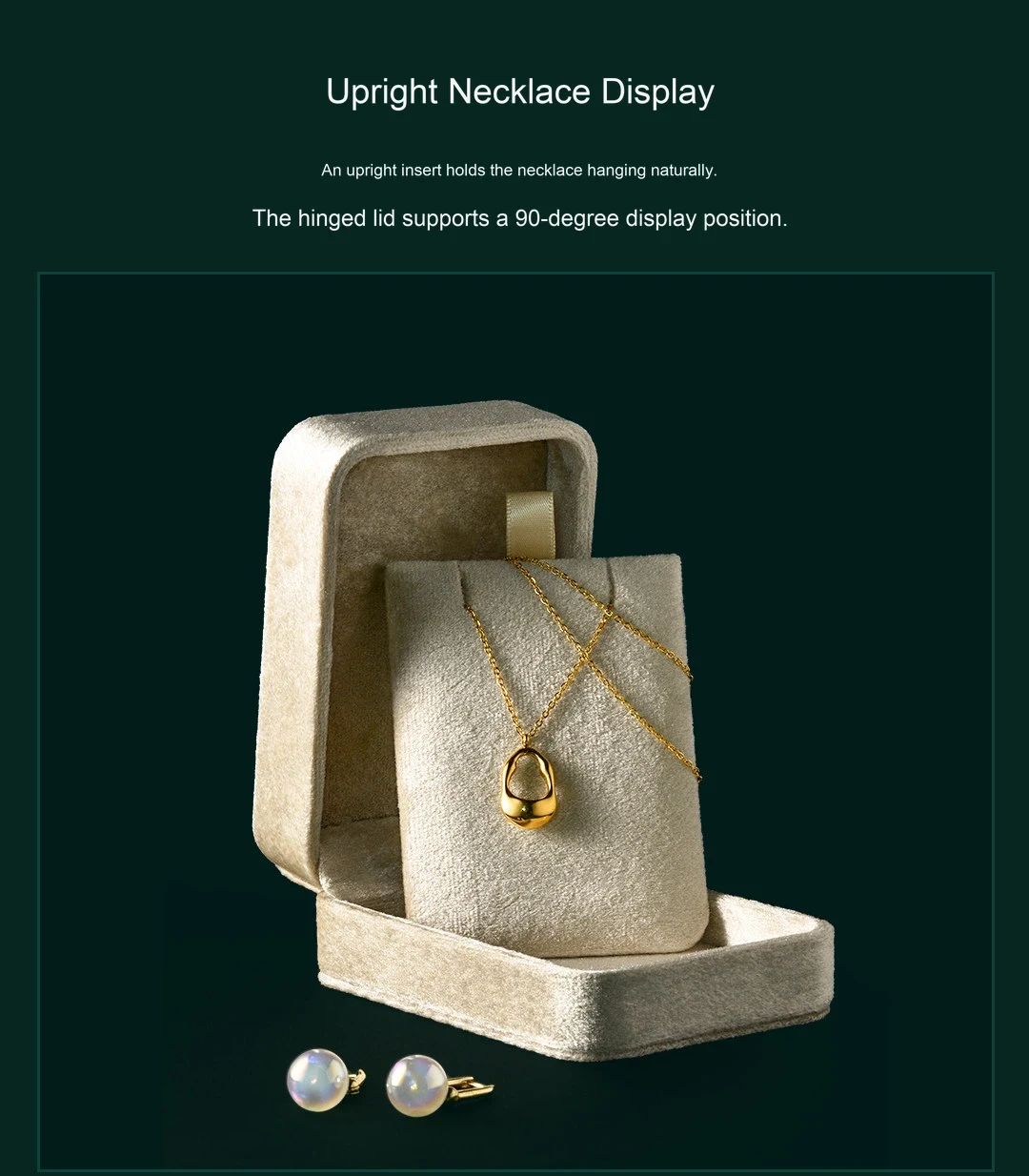 A necklace display. Ready to stand upright.