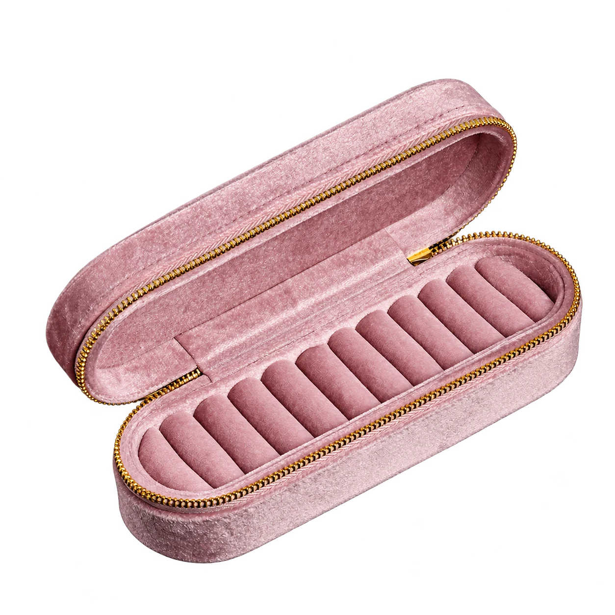 Blush pink · open case