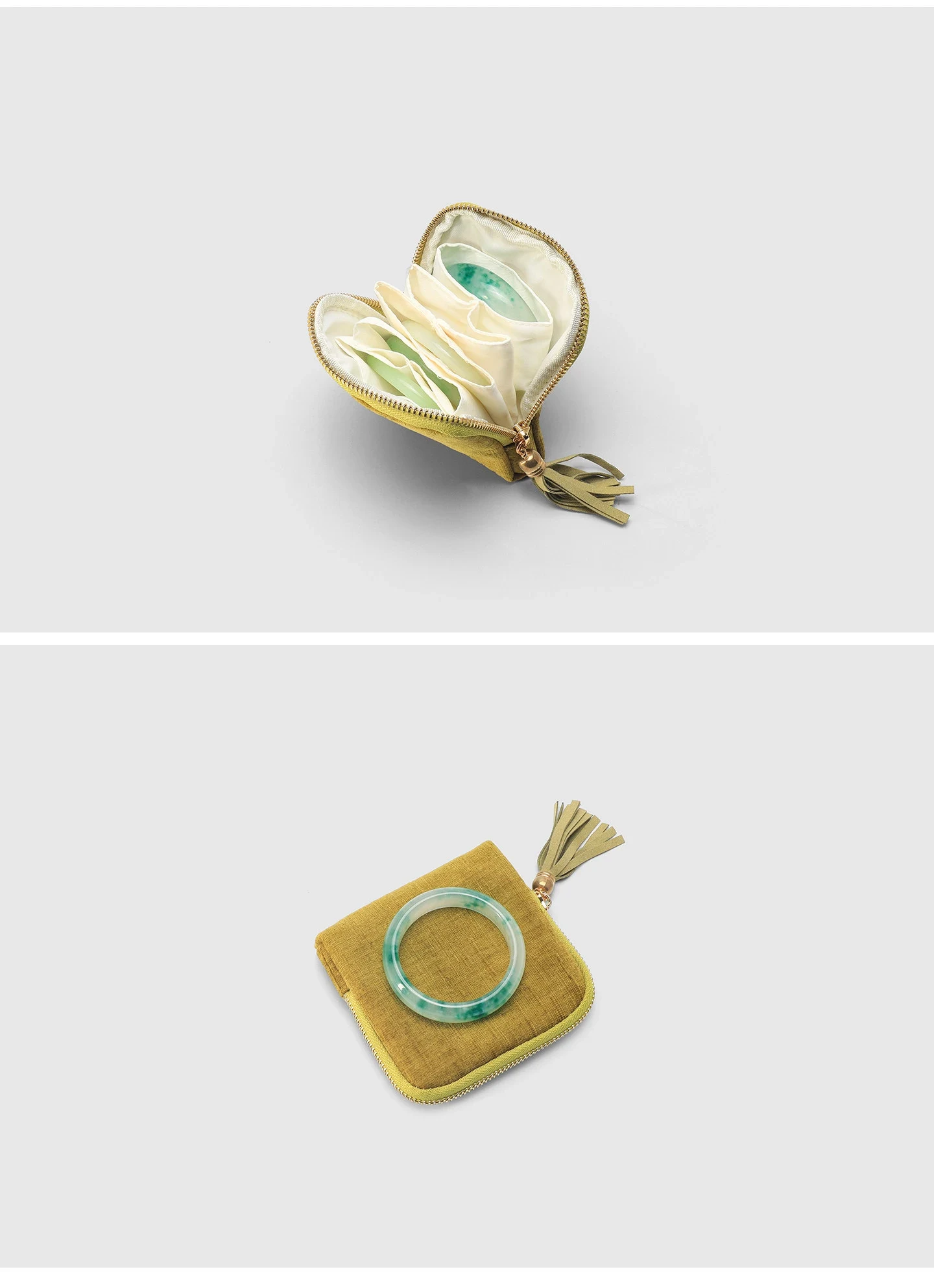 Yellow pouch open and closed