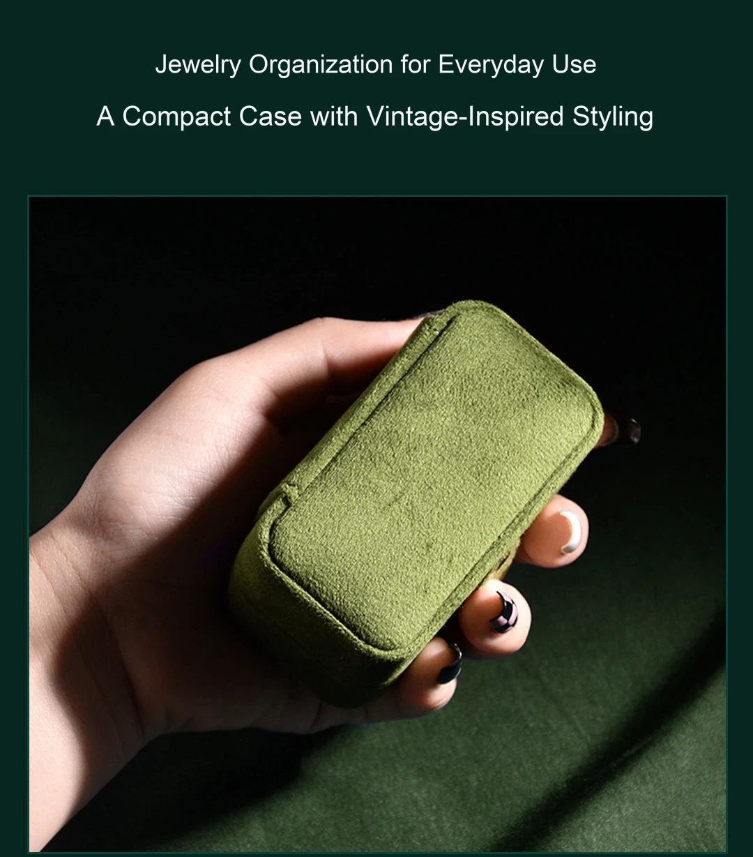 A small case. Shown in the hand.