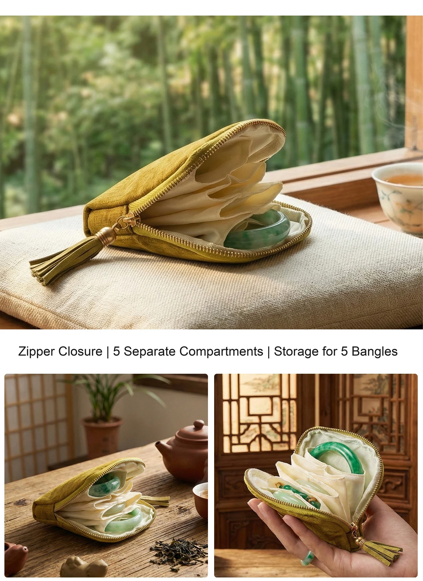 Yellow pouch in use