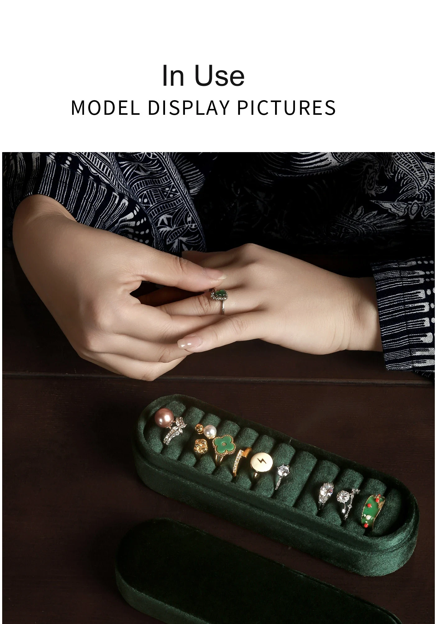A slender format. Shown in the hand.