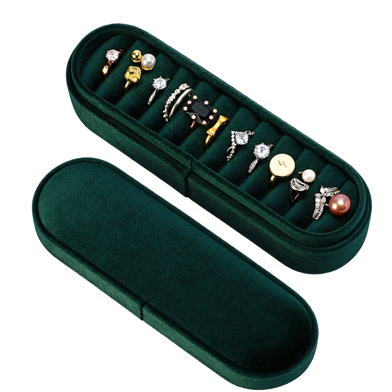 JT0002 · Forest green · ring selection and lift-off lid