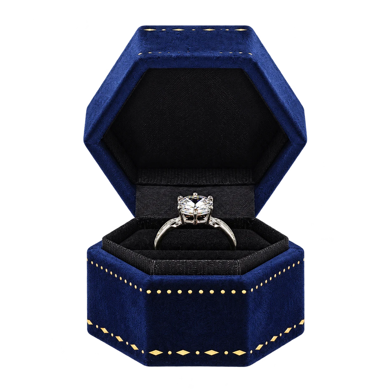 WX0001 · Navy blue · narrow ring insert and patterned border